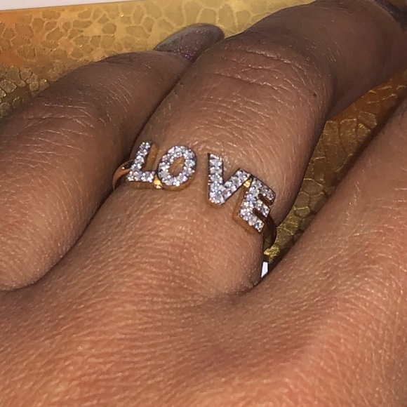 10k solid gold real diamond Love ring for women, Not Plated! free Appraisal sale - Picture 6 of 11